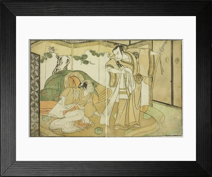 Framed Print : The Actors Nakamura Nakazo I as Taira no Kiyomori (right), and Yamashita Kinsaku II as... c. 1772. Creator: Shunsho Framed Print : The Actors Nakamura Nakazo I as Taira no Kiyomori (right), and Yamashita Kinsaku II as... c. 1772. Creator: Shunsho