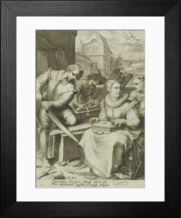 Framed Print : Midday, plate three from Four Times of Day, c.1595. Creator: Jan Saenredam Framed Print : Midday, plate three from Four Times of Day, c.1595. Creator: Jan Saenredam