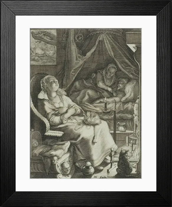 Framed Print : Night, plate four from Four Times of Day, c.1595. Creator: Jan Saenredam Framed Print : Night, plate four from Four Times of Day, c.1595. Creator: Jan Saenredam
