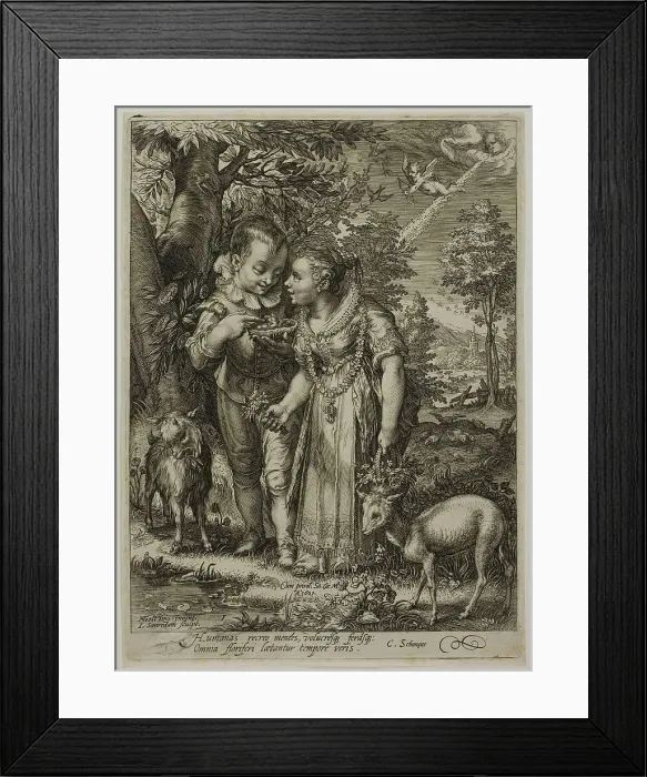 Framed Print : Spring, from The Four Seasons, 1601. Creator: Jan Saenredam Framed Print : Spring, from The Four Seasons, 1601. Creator: Jan Saenredam