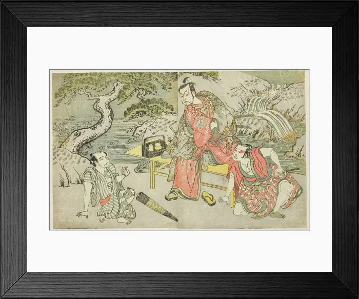 Framed Print : The Actors Tomizawa Hanzaburo II as Nagoya Sanzaemon (often called Sanza) (right), Naka... c. 1772. Creator: Shunsho Framed Print : The Actors Tomizawa Hanzaburo II as Nagoya Sanzaemon (often called Sanza) (right), Naka... c. 1772. Creator: Shunsho