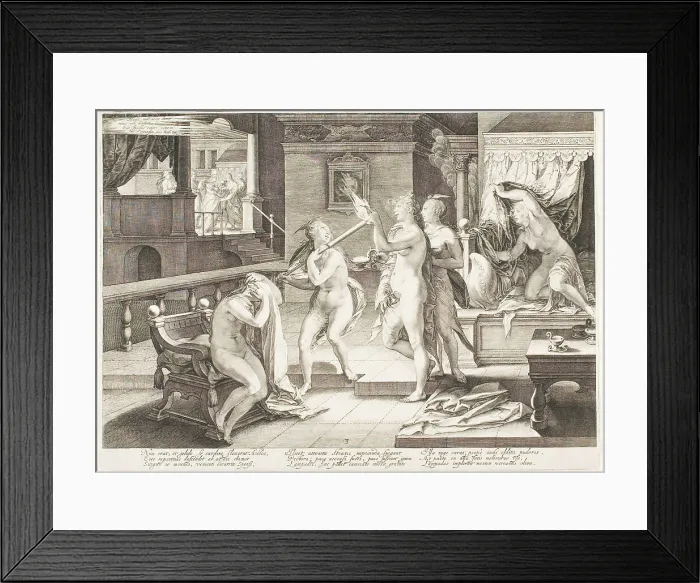 Framed Print : Plate Three, from Five Wise and Five Foolish Virgins, 1606. Creator: Jan Saenredam Framed Print : Plate Three, from Five Wise and Five Foolish Virgins, 1606. Creator: Jan Saenredam