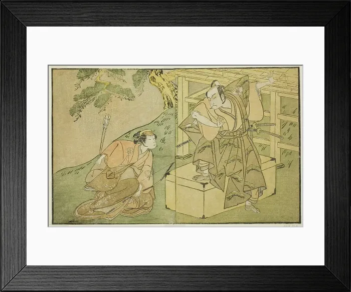 Framed Print : The Actors Onoe Matsusuke I as Akaboshi Taro (right), and Azuma Tozo II as Shirotae... c. 1772. Creator: Shunsho Framed Print : The Actors Onoe Matsusuke I as Akaboshi Taro (right), and Azuma Tozo II as Shirotae... c. 1772. Creator: Shunsho