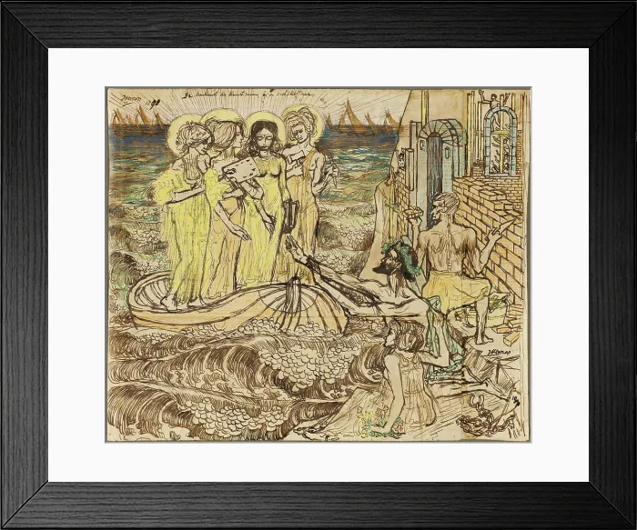 Framed Print : The Arrival of the Muses of Art at Architecture, 1890. Creator: Jan Toorop Framed Print : The Arrival of the Muses of Art at Architecture, 1890. Creator: Jan Toorop