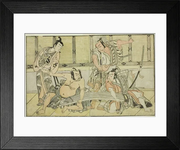 Framed Print : The Actors Ichikawa Yaozo II as Kujaku no Saburo, Matsumoto Koshiro II as Hata no Daize... c. 1772. Creator: Shunsho Framed Print : The Actors Ichikawa Yaozo II as Kujaku no Saburo, Matsumoto Koshiro II as Hata no Daize... c. 1772. Creator: Shunsho
