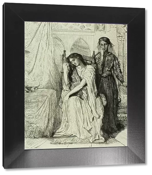 The Willow Song, plate nine from Othello, 1844. Creator: Theodore Chasseriau