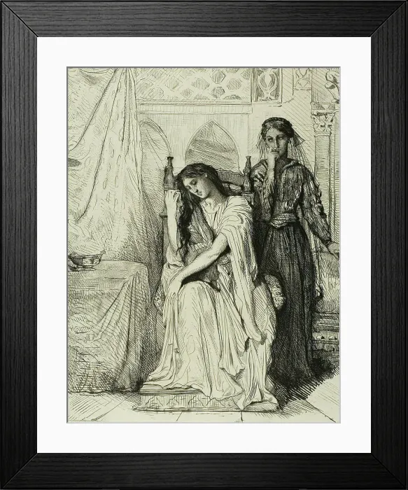 Framed Print : The Willow Song, plate nine from Othello, 1844. Creator: Theodore Chasseriau Framed Print : The Willow Song, plate nine from Othello, 1844. Creator: Theodore Chasseriau