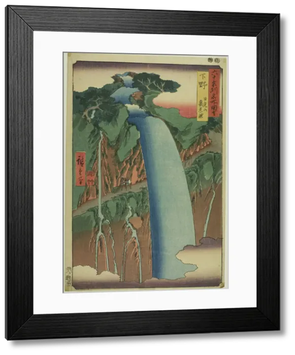 Framed Print : Shimotsuke Province: Urami Waterfall in Mount Nikko (Shimotsuke, Nikkosan Urami no taki)... 1853. Creator: Ando Hiroshige Framed Print : Shimotsuke Province: Urami Waterfall in Mount Nikko (Shimotsuke, Nikkosan Urami no taki)... 1853. Creator: Ando Hiroshige