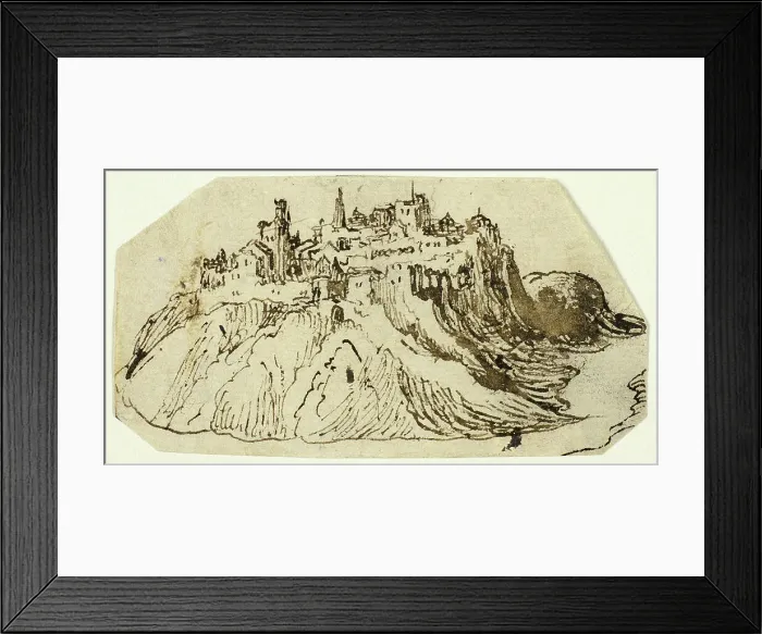 Framed Print : View of Fortified Hill Town, n.d. Creator: Unknown Framed Print : View of Fortified Hill Town, n.d. Creator: Unknown
