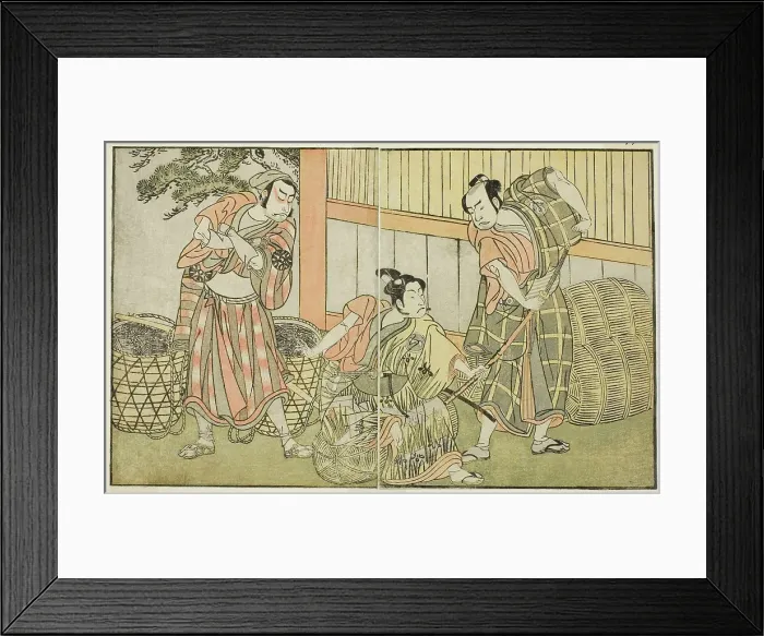 Framed Print : The Actors Kasaya Matakuro II as Hagun Taro (right), Ichikawa Monnosuke II as Izutsu no... c. 1772. Creator: Shunsho Framed Print : The Actors Kasaya Matakuro II as Hagun Taro (right), Ichikawa Monnosuke II as Izutsu no... c. 1772. Creator: Shunsho
