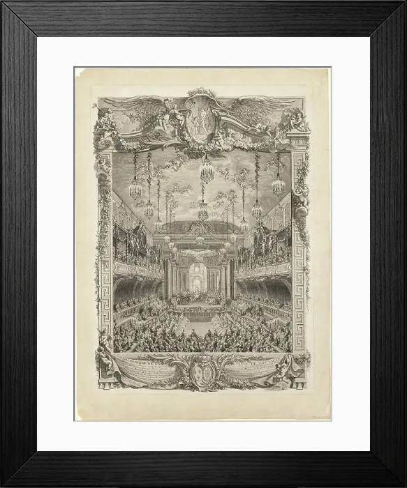 Framed Print : Decoration of the Hall of Spectacles, 1745. Creator: Charles Nicolas Cochin Framed Print : Decoration of the Hall of Spectacles, 1745. Creator: Charles Nicolas Cochin