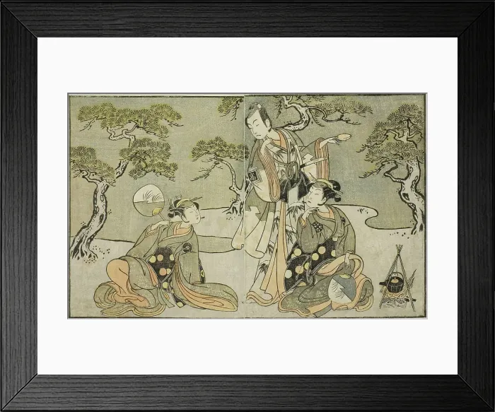 Framed Print : The Actors Nakamura Nakazo I as Matsukaze (right), Ichikawa Komazo II as Ariwara no Yuk... c. 1772. Creator: Shunsho Framed Print : The Actors Nakamura Nakazo I as Matsukaze (right), Ichikawa Komazo II as Ariwara no Yuk... c. 1772. Creator: Shunsho