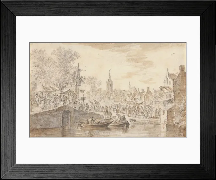 Framed Print : Market near a Canal, 1651. Creator: Jan van Goyen Framed Print : Market near a Canal, 1651. Creator: Jan van Goyen