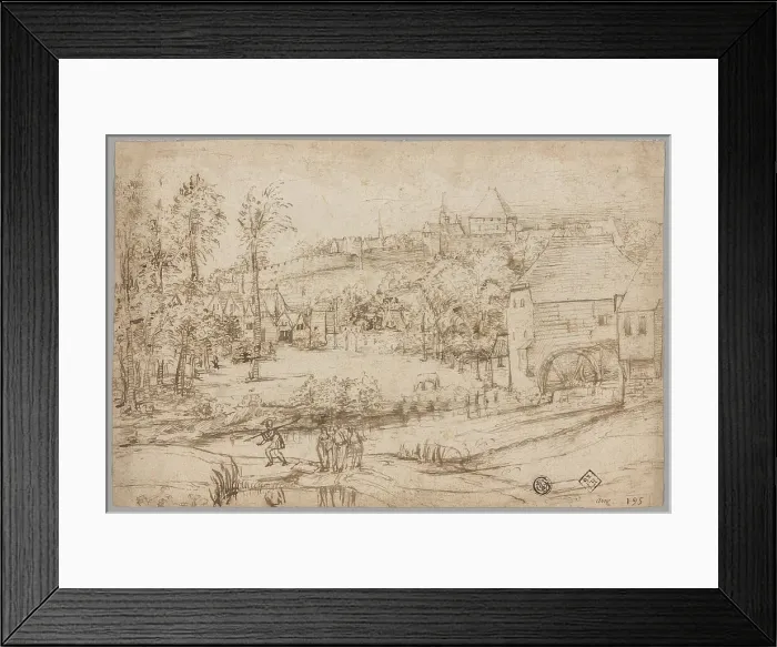 Framed Print : Landscape with River and Mill, c. 1540. Creator: Unknown Framed Print : Landscape with River and Mill, c. 1540. Creator: Unknown