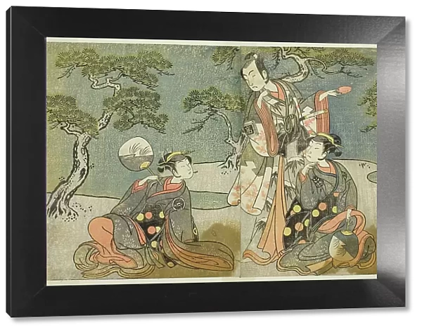 The Actors Nakamura Nakazo I as Matsukaze (right), Ichikawa Komazo II as Ariwara no Yuk... c. 1772. Creator: Shunsho