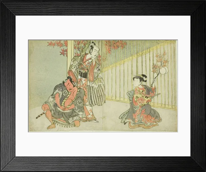 Framed Print : The Actors Yamashita Kinsaku II as Mutsuhana (right), Bando Mitsugoro I as Kashiwagi n... c. 1771 / 7 Creator: Shunsho Framed Print : The Actors Yamashita Kinsaku II as Mutsuhana (right), Bando Mitsugoro I as Kashiwagi n... c. 1771 / 7 Creator: Shunsho