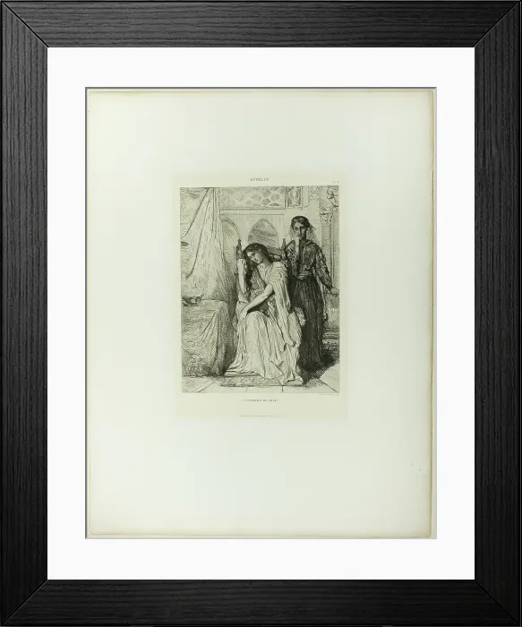 Framed Print : The Willow Song, plate nine from Othello, 1844. Creator: Theodore Chasseriau Framed Print : The Willow Song, plate nine from Othello, 1844. Creator: Theodore Chasseriau