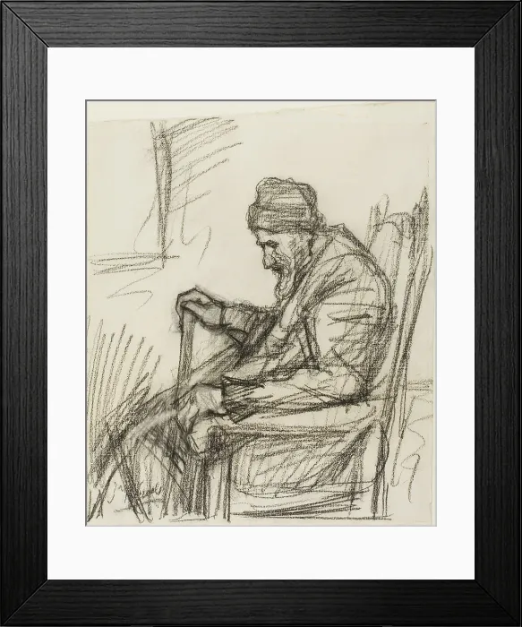 Framed Print : Seated Old Man, c.1895. Creator: Jozef Israels Framed Print : Seated Old Man, c.1895. Creator: Jozef Israels