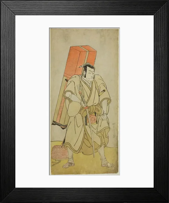 Framed Print : The Actor Ichikawa Danjuro V as Godai Saburo Masazumi Disguised as Rokuju-rokubu in the... c. 1776. Creator: Shunsho Framed Print : The Actor Ichikawa Danjuro V as Godai Saburo Masazumi Disguised as Rokuju-rokubu in the... c. 1776. Creator: Shunsho