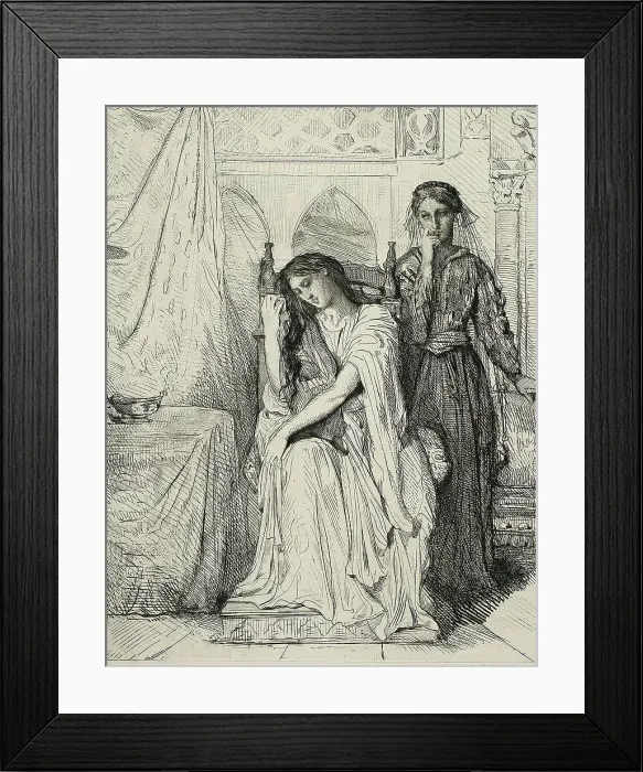 Framed Print : The Willow Song, plate nine from Othello, 1844. Creator: Theodore Chasseriau Framed Print : The Willow Song, plate nine from Othello, 1844. Creator: Theodore Chasseriau