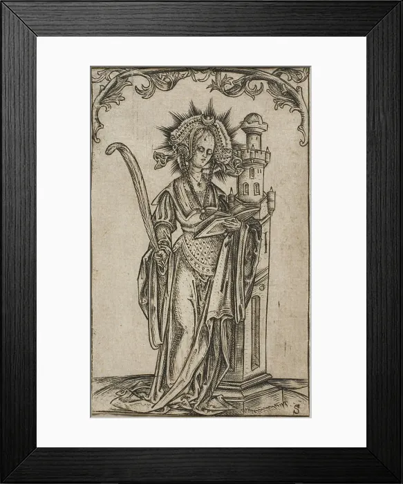 Framed Print : Saint Barbara with a Palm and a Book, 1500-25. Creator: Master S Framed Print : Saint Barbara with a Palm and a Book, 1500-25. Creator: Master S