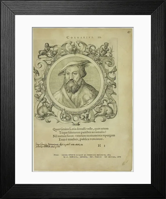 Framed Print : Portrait of Cornarius, published 1574. Creators: Unknown, Johannes Sambucus Framed Print : Portrait of Cornarius, published 1574. Creators: Unknown, Johannes Sambucus