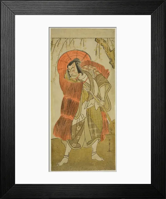 Framed Print : The Actor Ichikawa Danjuro V as Akushichibyoe Kagekiyo Disguised as a Beggar, in the... c. 1777. Creator: Shunsho Framed Print : The Actor Ichikawa Danjuro V as Akushichibyoe Kagekiyo Disguised as a Beggar, in the... c. 1777. Creator: Shunsho