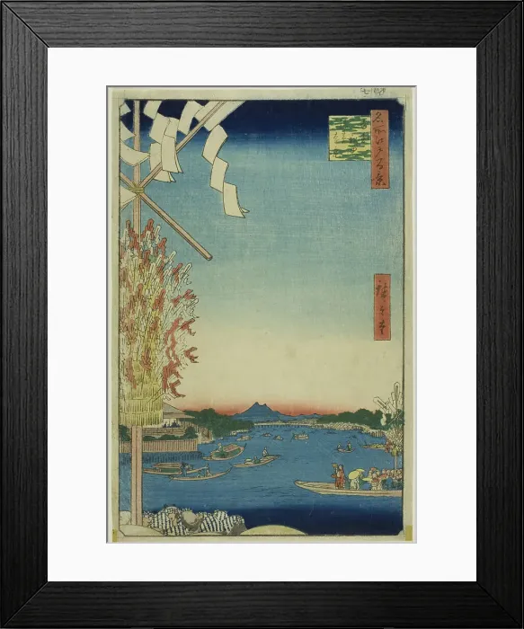 Framed Print : Asakusa River, Great Riverbank, Miyato River (Asakusagawa Okawabata Miyatogawa)... 1857. Creator: Ando Hiroshige Framed Print : Asakusa River, Great Riverbank, Miyato River (Asakusagawa Okawabata Miyatogawa)... 1857. Creator: Ando Hiroshige