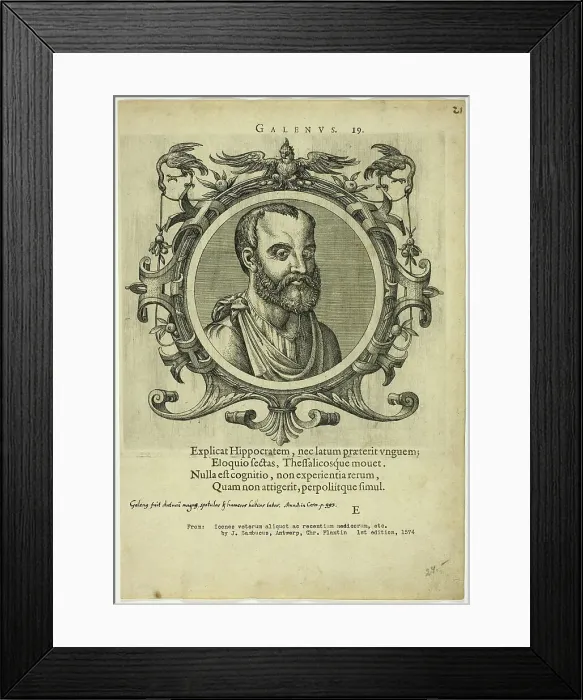 Framed Print : Portrait of Galenus, published 1574. Creators: Unknown, Johannes Sambucus Framed Print : Portrait of Galenus, published 1574. Creators: Unknown, Johannes Sambucus