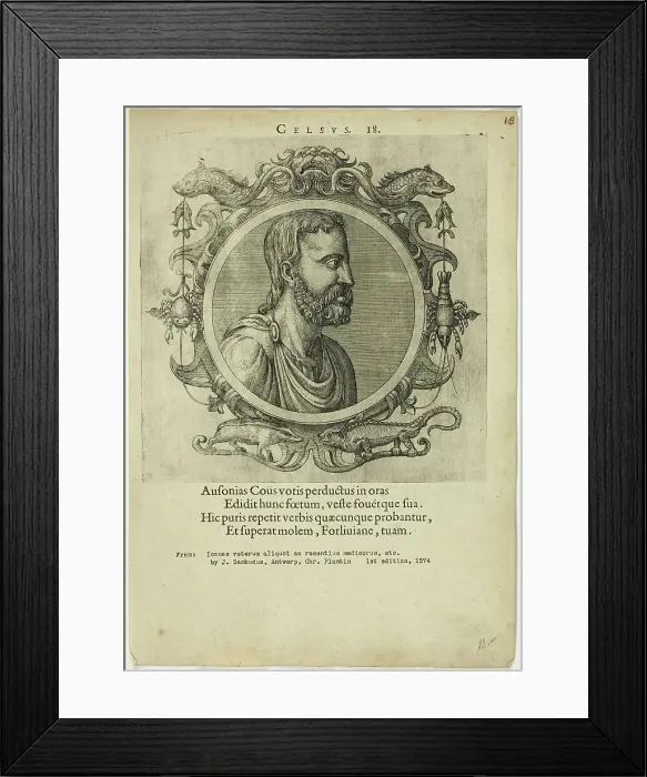 Framed Print : Portrait of Celsus, published 1574. Creators: Unknown, Johannes Sambucus Framed Print : Portrait of Celsus, published 1574. Creators: Unknown, Johannes Sambucus