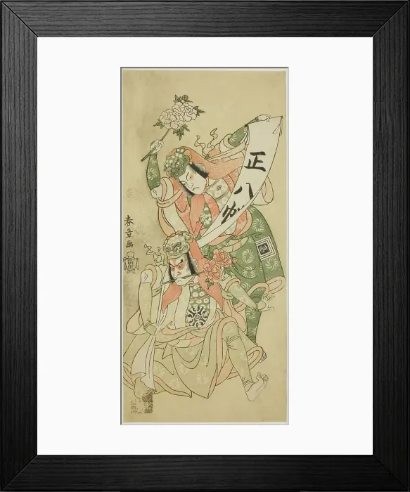 Framed Print : The Actors Nakamura Nakazo I and Ichikawa Komazo I in the dance scene Shakkyo” ('The... c. 1768. Creator: Shunsho. The Actors Nakamura Nakazo I and Ichikawa Komazo I in the dance scene Shakkyo” ('The... c. 1768) Framed Print : The Actors Nakamura Nakazo I and Ichikawa Komazo I in the dance scene Shakkyo” ('The... c. 1768. Creator: Shunsho. The Actors Nakamura Nakazo I and Ichikawa Komazo I in the dance scene Shakkyo” ('The... c. 1768)