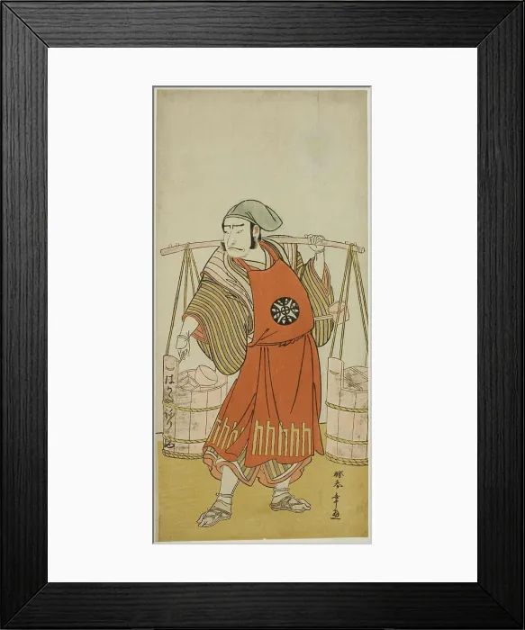 Framed Print : The Actor Nakamura Nakazo I as Nagasaki Kageyuzaemon Disguised as Gorohachi the Sake Se... c. 1776. Creator: Shunsho Framed Print : The Actor Nakamura Nakazo I as Nagasaki Kageyuzaemon Disguised as Gorohachi the Sake Se... c. 1776. Creator: Shunsho