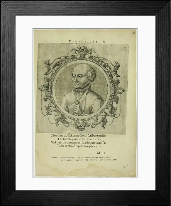 Framed Print : Portrait of Paracelsus, published 1574. Creators: Unknown, Johannes Sambucus Framed Print : Portrait of Paracelsus, published 1574. Creators: Unknown, Johannes Sambucus