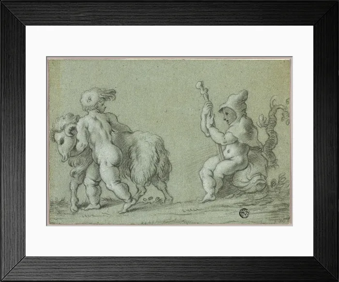 Framed Print : Putti as Goatherds, n.d. Creator: Unknown Framed Print : Putti as Goatherds, n.d. Creator: Unknown