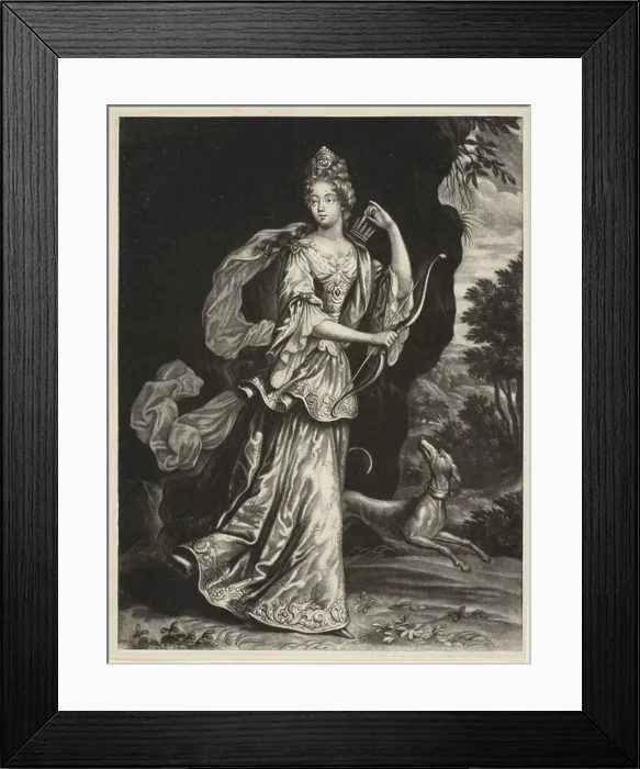 Framed Print : Anne Catharine Mouy, Countess of Broglia, as the Goddess Diana, n.d. Creator: Pieter Schenk Framed Print : Anne Catharine Mouy, Countess of Broglia, as the Goddess Diana, n.d. Creator: Pieter Schenk