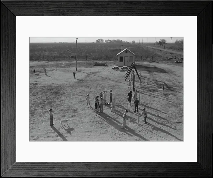 Framed Print : Recreational facilities for the children, Kern migrant camp, California, 1936. Creator: Dorothea Lange Framed Print : Recreational facilities for the children, Kern migrant camp, California, 1936. Creator: Dorothea Lange