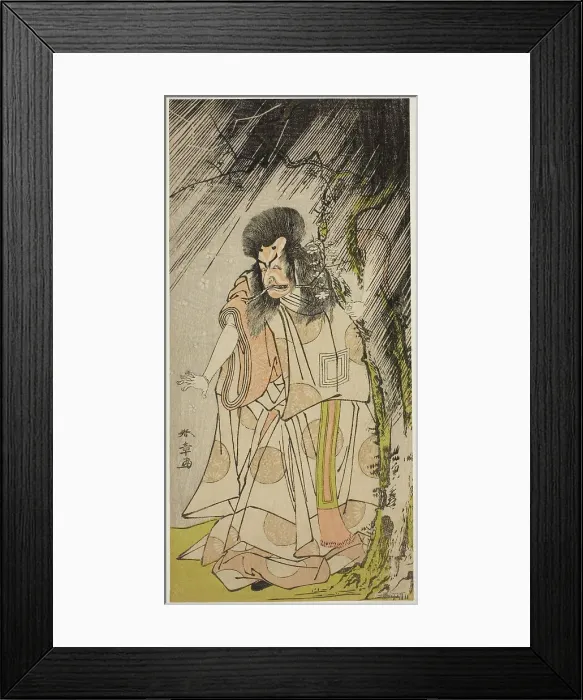 Framed Print : The Actor Ichikawa Ebizo III as the Thunder God, an Incarnation of Sugawara Michizane... c. 1776. Creator: Shunsho Framed Print : The Actor Ichikawa Ebizo III as the Thunder God, an Incarnation of Sugawara Michizane... c. 1776. Creator: Shunsho