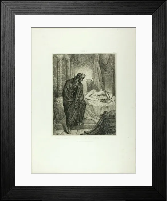 Framed Print : Yet She Must Die, plate eleven from Othello, 1844. Creator: Theodore Chasseriau Framed Print : Yet She Must Die, plate eleven from Othello, 1844. Creator: Theodore Chasseriau