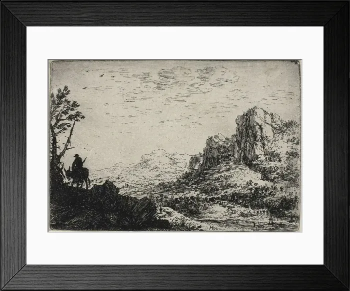 Framed Print : Landscape with a Man on a Mule, 1640-46. Creator: Herman Saftleven the Younger Framed Print : Landscape with a Man on a Mule, 1640-46. Creator: Herman Saftleven the Younger