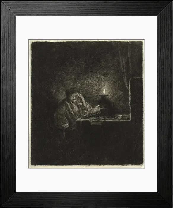 Framed Print : Student at a Table by Candlelight, 1642 / 65. Creator: Salomon Savery Framed Print : Student at a Table by Candlelight, 1642 / 65. Creator: Salomon Savery