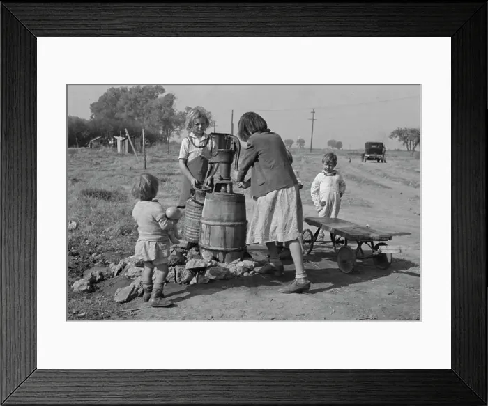 Framed Print : Water supply, American River camp, California, San Joaquin Valley, CA, 1936. Creator: Dorothea Lange Framed Print : Water supply, American River camp, California, San Joaquin Valley, CA, 1936. Creator: Dorothea Lange