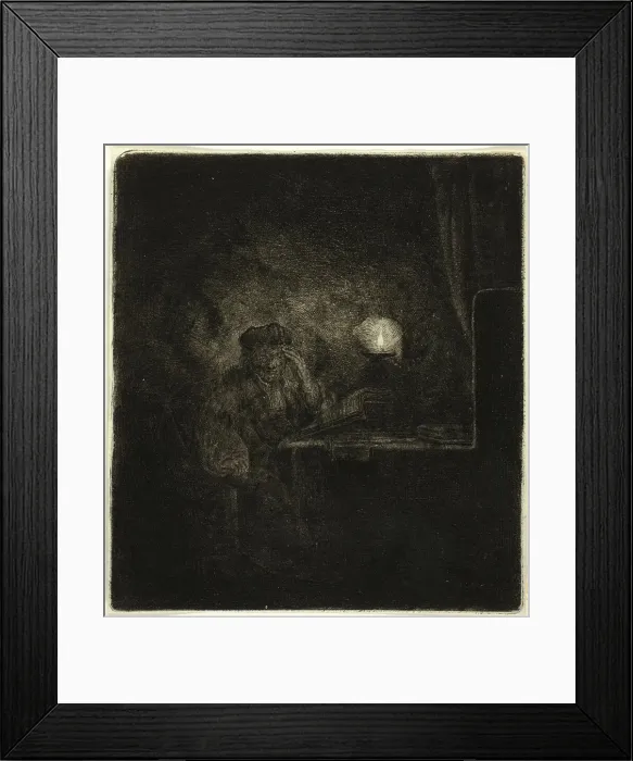 Framed Print : Student at a Table by Candlelight, 1642 / 65. Creator: Salomon Savery