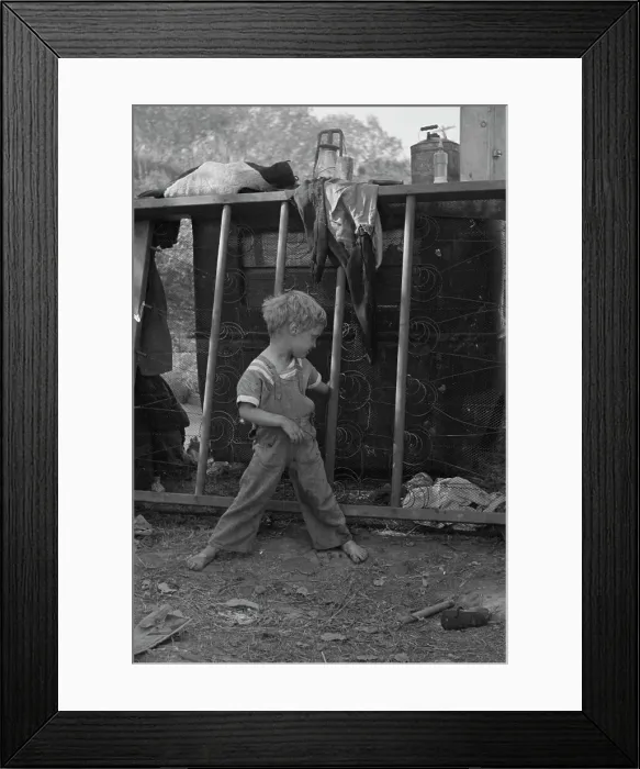 Framed Print : Son of destitute migrant, American River camp, near Sacramento, California, 1936. Creator: Dorothea Lange Framed Print : Son of destitute migrant, American River camp, near Sacramento, California, 1936. Creator: Dorothea Lange