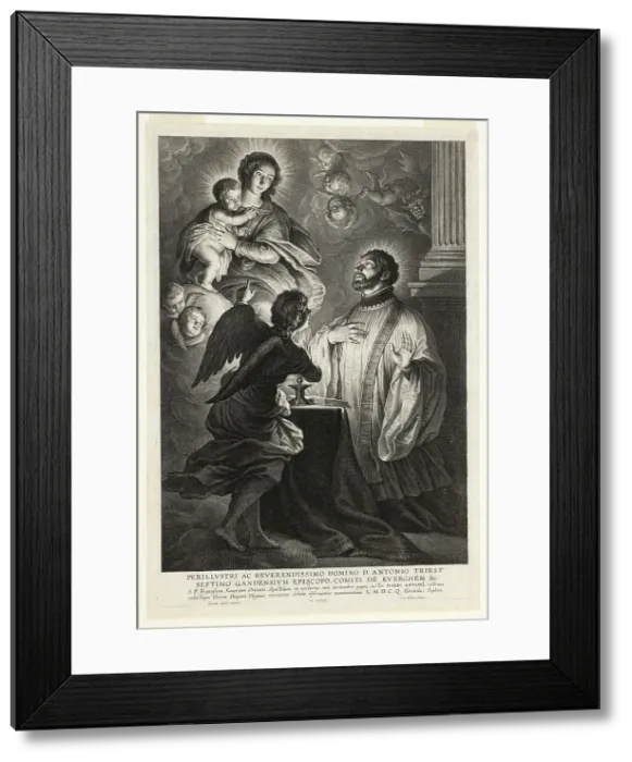 Framed Print : The Virgin and Child Appearing to Saint Francis Xavier, 1610 / 59. Creator: Schelte Adamsz Bolswert Framed Print : The Virgin and Child Appearing to Saint Francis Xavier, 1610 / 59. Creator: Schelte Adamsz Bolswert
