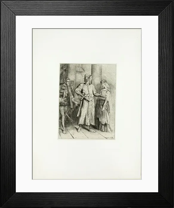 Framed Print : Honest Iago, my Desdemona must I leave to thee, plate four from Othello, 1844. Creator: Theodore Chasseriau