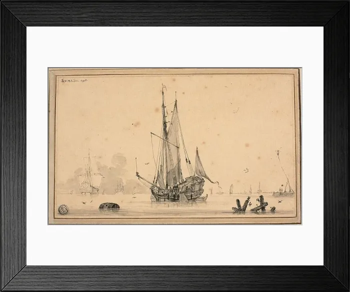 Framed Print : Harbor Scene with Ships at Rest and Piling, 1698. Creator: Sieuwert van der Meulen Framed Print : Harbor Scene with Ships at Rest and Piling, 1698. Creator: Sieuwert van der Meulen