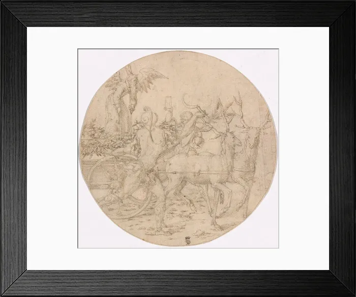 Framed Print : The Triumph of Time (recto); Sketch of a Stag (verso), c.1517. Creators: Unknown, Dirck Vellert Framed Print : The Triumph of Time (recto); Sketch of a Stag (verso), c.1517. Creators: Unknown, Dirck Vellert
