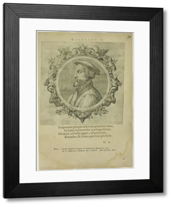 Framed Print : Portrait of Gesnerus, published 1574. Creators: Unknown, Johannes Sambucus Framed Print : Portrait of Gesnerus, published 1574. Creators: Unknown, Johannes Sambucus