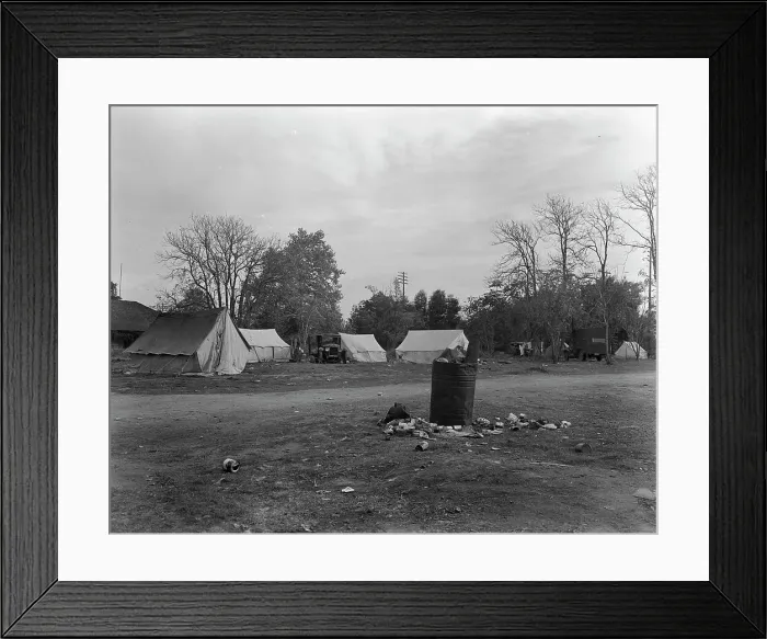 Framed Print : Squatters camp near Farmersville, Tulare County, California, 1936. Creator: Dorothea Lange Framed Print : Squatters camp near Farmersville, Tulare County, California, 1936. Creator: Dorothea Lange