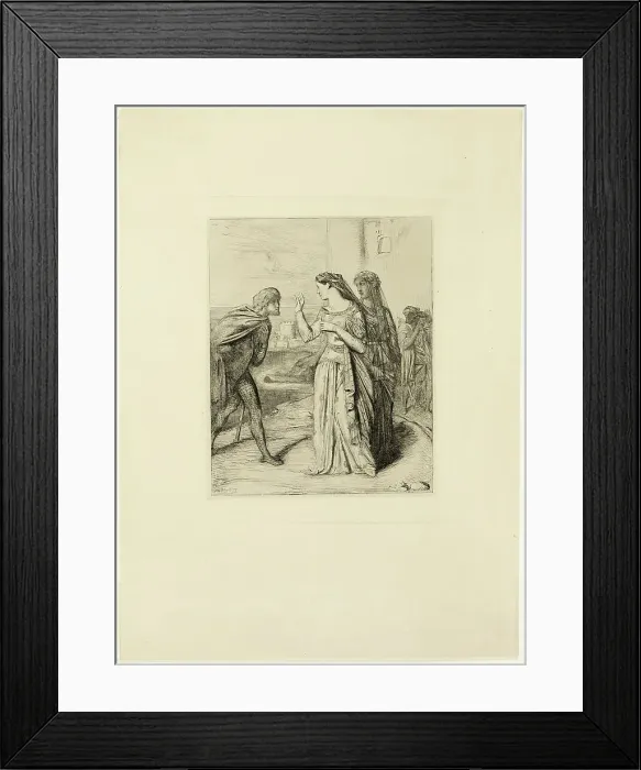 Framed Print : Therefore be merry, Cassio, plate six from Othello, 1844. Creator: Theodore Chasseriau Framed Print : Therefore be merry, Cassio, plate six from Othello, 1844. Creator: Theodore Chasseriau